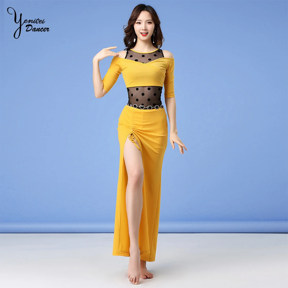 Женский костюм для танца живота Короткие топы популярных цветов в горошек с