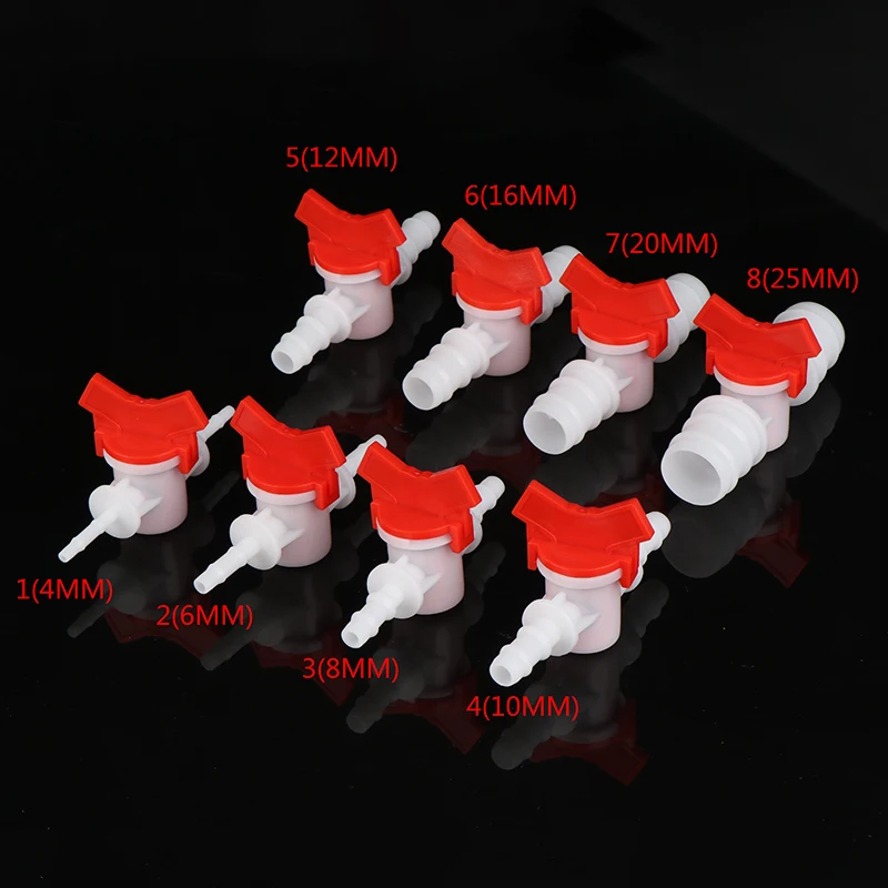 

4 мм, 6 мм, 8 мм, 10 мм, 12 мм, 16 мм, 20 мм, штуцер для шланга, двухсторонний пластиковый шар, фотоэлемент для сада