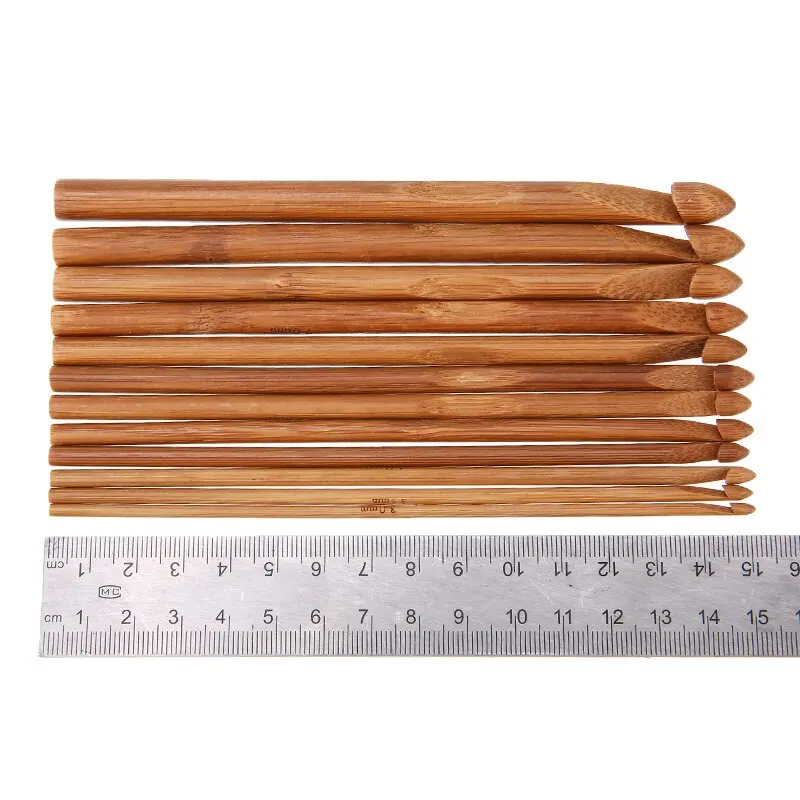 12 размеров инструменты для вязания свитеров из бамбукового дерева иглы