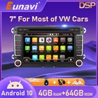 Автомагнитола Eunavi, мультимедийный DVD-проигрыватель на Android 10, с GPS, для VW Golf 56, Polo, Bora, Jetta, Passat b6, b7, Tiguan, Touran, Sharan, типоразмер 2 Din