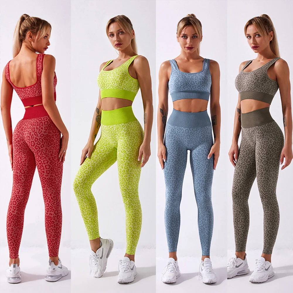 

Leopard Print Yoga Sets Women Fitness Clothing Seamless Sports Outfit For Women High Waist Legging set Gym Suit Workout Clothes