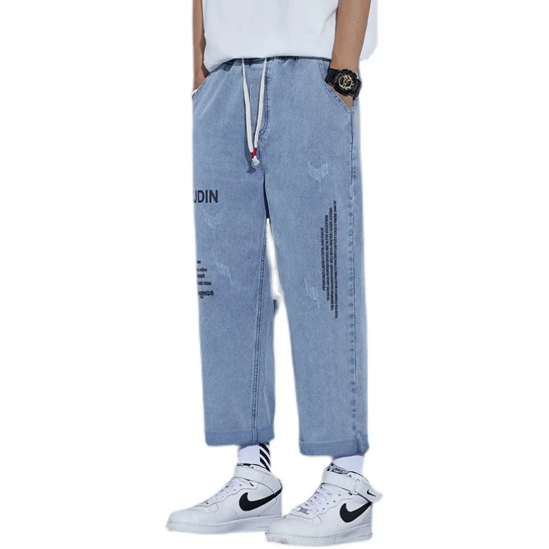 

Casual Popular Mens Print Graphic letters Baggy Jeans For Men Wide leg Oversize Cargo Denim Overalls Printed Man Pants
