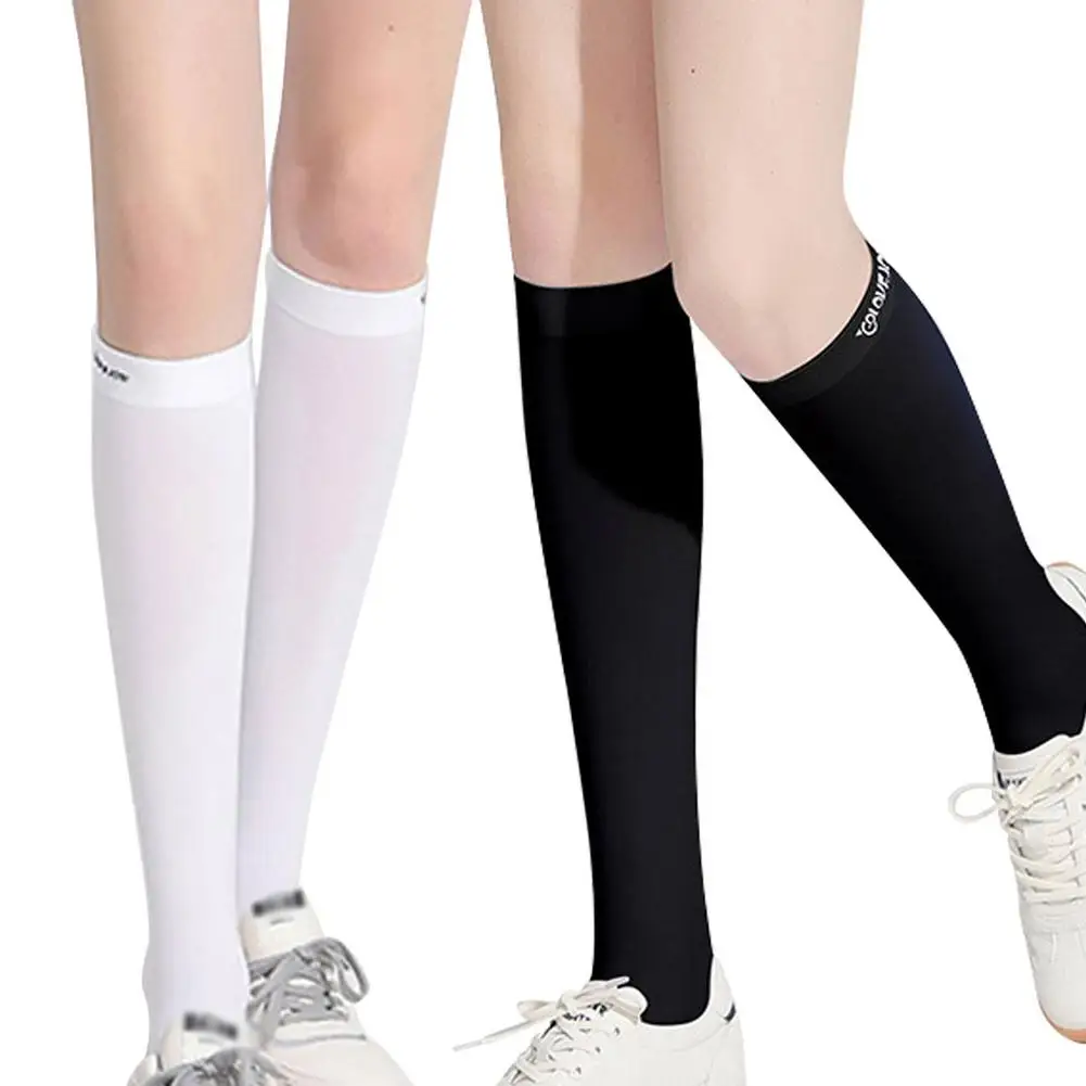 

Black White Women Socks Ice Silk Sun Protection Cool Over The Calf Tube Socks Nylon Women Socks For Golf Accessories Supplies