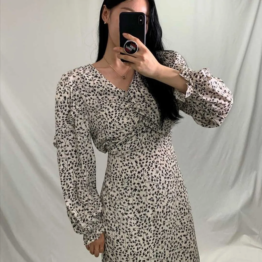 

2021 Spring Clothing Korean Style Ins Young Women's Elegant Slim-Fit Slimming Retro Floral Fishtail Dress Long Skirt