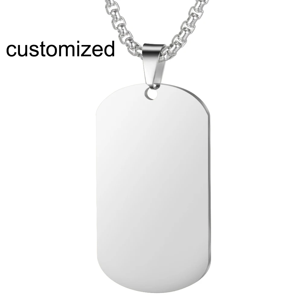 customized pendant Нержавеющая сталь Выгравированные французские рокерские ожерелье с фото кулон женский мужской bijoux femme SL-046 - Окраска металла: customized pendant