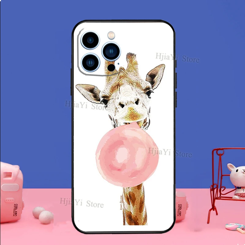 Милый мультяшный чехол с жирафом для iPhone 15 13 14 Pro 12 11 Max 7 8 Plus XR XS X Mini SE2