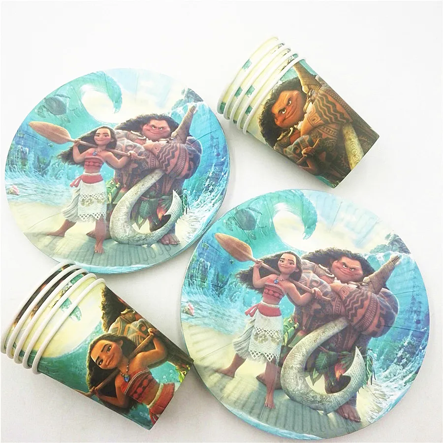 

20pcs/set Cartoon Moana Theme Party Supplies Moana Plate/Cup Kids Birthday Decoration Festival Party Supplies For Boys/Girls
