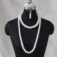 dudo store fashion nigerian for women white crystal beaded dubai jewellery set 2 layers beautiful fine jewelry necklace set