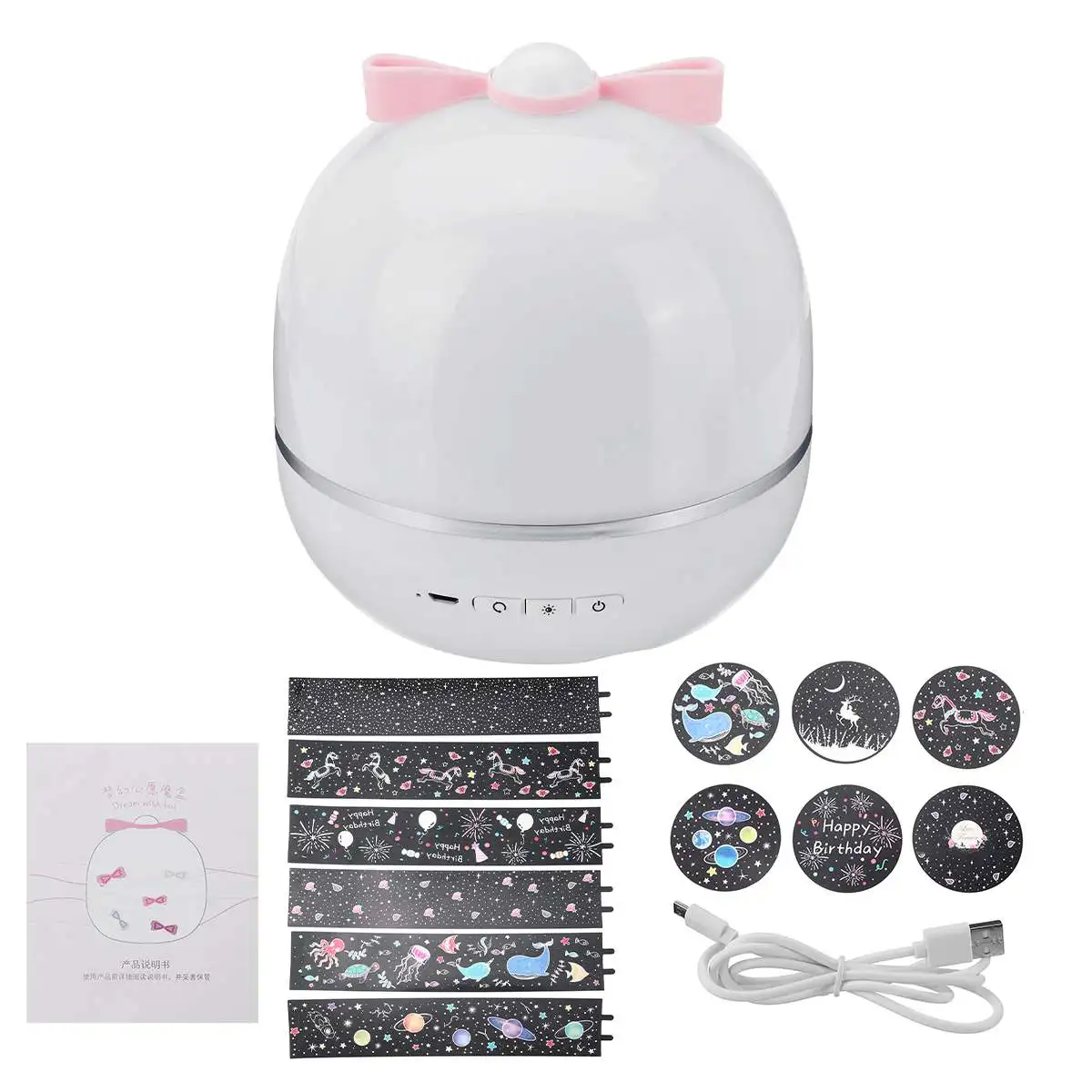 

LED Star Projection Lamp Romantic Night Light 360 Music Rotation Stars Universe Moon Ocean Decoration Lamp With 6 Sets Of Film