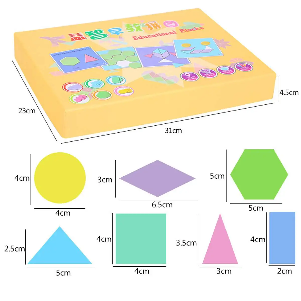 

190Pcs Puzzles +18 Panel Wooden Geometric Board Puzzle Tangram Jigsaw Board Toy Baby Early Educational Learning Toys for Childre