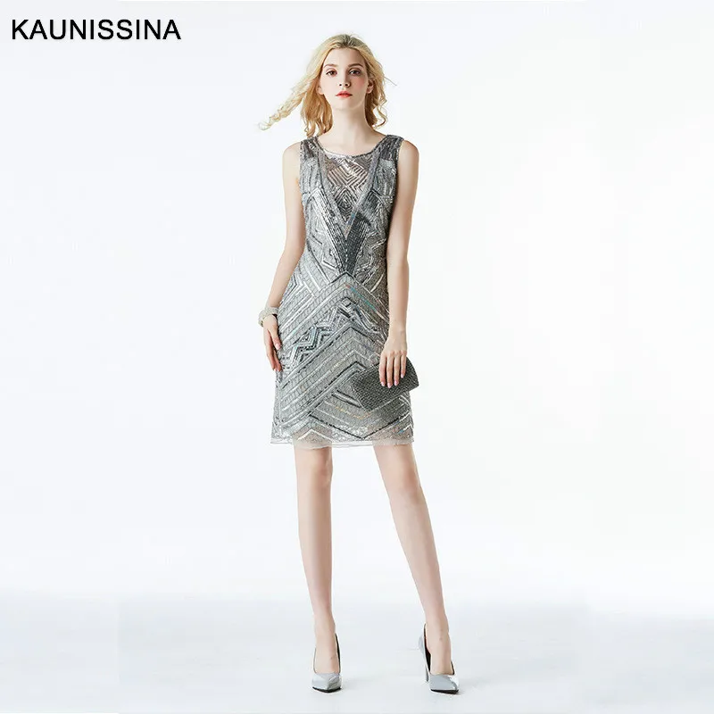 

Вечернее платье с блестками KAUNISSINA, короткие винтажные коктейльные платья, женское летнее платье, Клубные платья для встречи выпускников