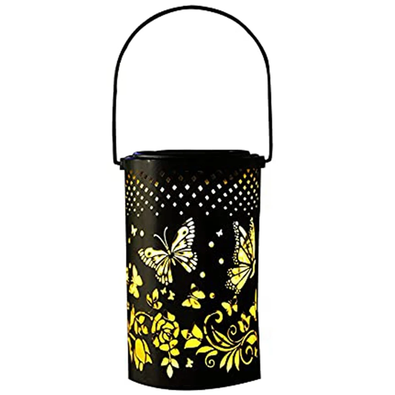 

Solar Lanterns Outdoor Waterproof-Hanging Solar Lights With Handle,-Butterfly Retro Decorative Hanging Solar Lights