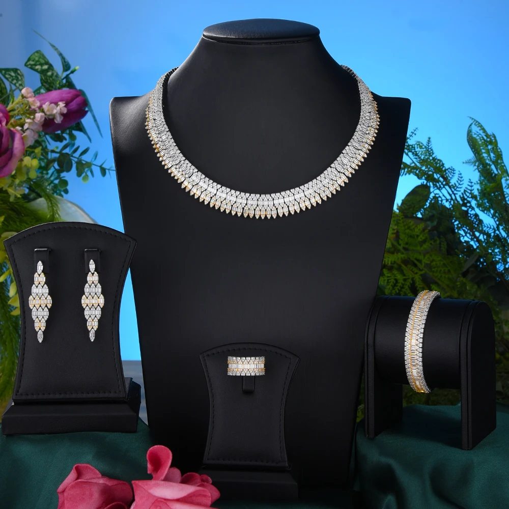 

GODKI Весна многоцветный 4 шт Роскошные африканские Ювелирные наборы для женщин Свадебная вечеринка Циркон Кристалл Дубай Свадебный комплект...