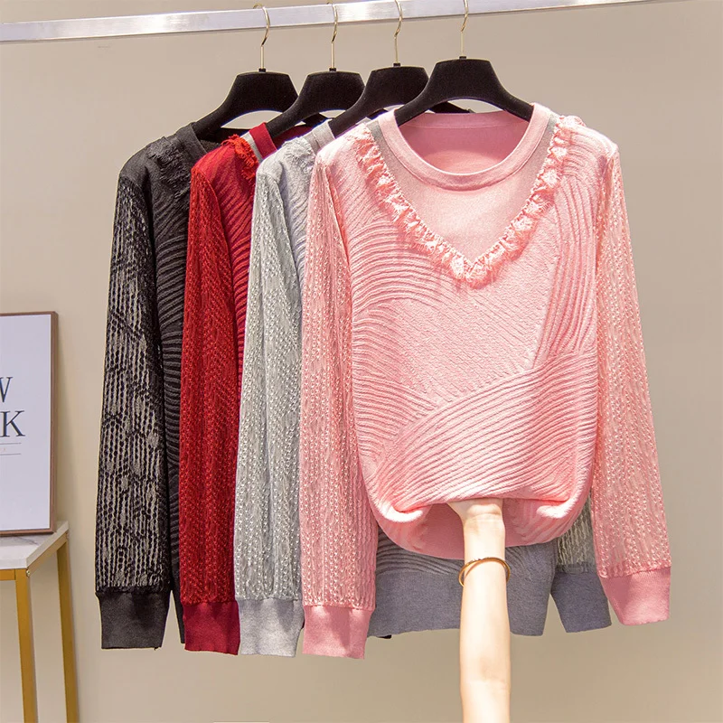 Женский вязаный свитер с оборками Nkandby Осенний Модный пуловер в стиле пэчворк