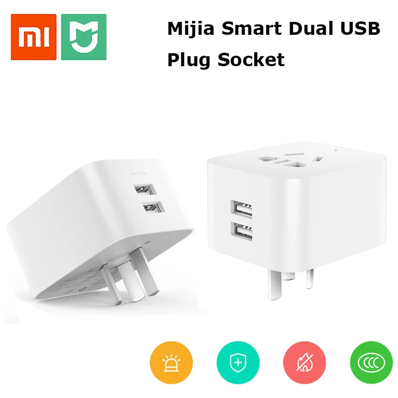 Новая умная розетка Xiaomi Mijia с Bluetooth шлюз два USB Wi-Fi адаптер питания устройство для