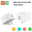 Новая умная розетка Xiaomi Mijia с Bluetooth, шлюз, два USB, умная розетка с Wi-Fi, адаптер питания Mijia, устройство для умного дома