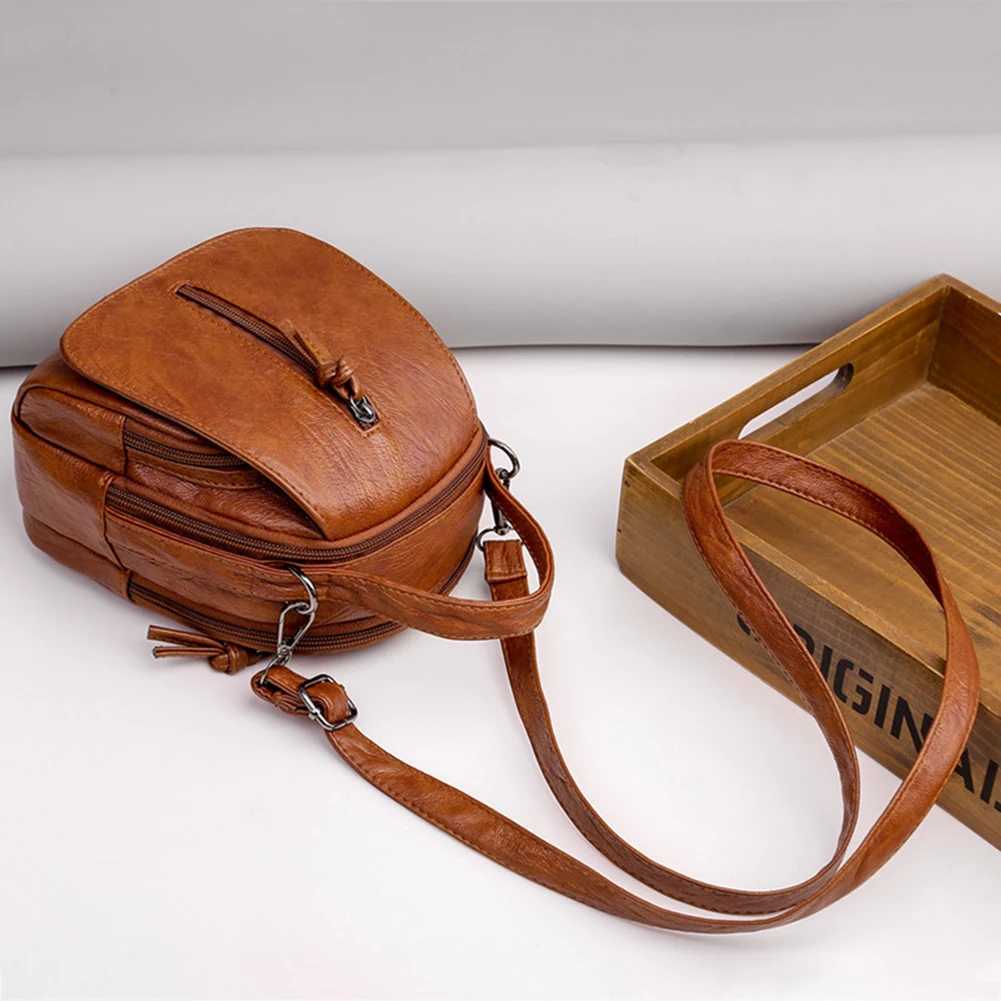 Ladies Multi Layers Smartphone Crossbody Bag Casual Pure Color Messenger Flap Bags PU Leather Mini Shoulder Bags