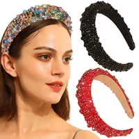 europe new crystal beading hairbands sponge 9 colors court vintage baroque headband queen luxury headwear hair accessories