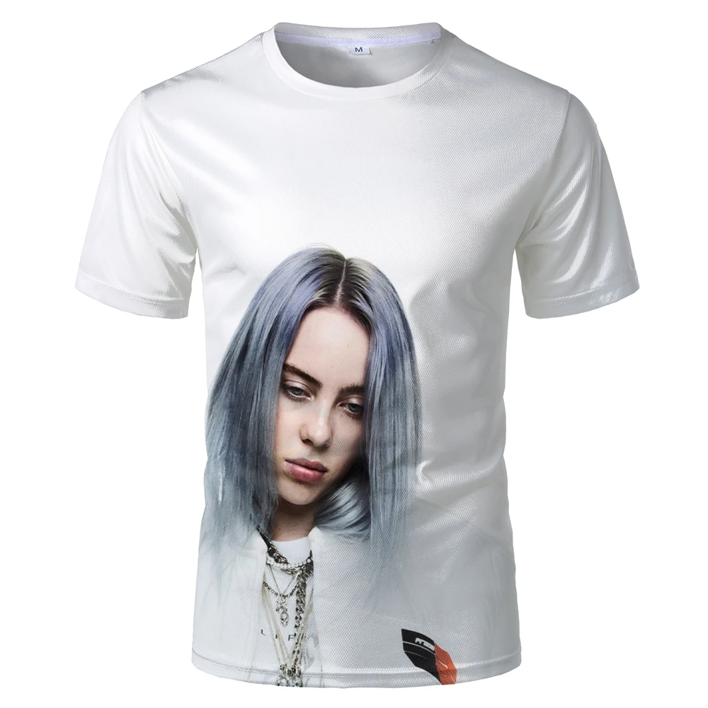 Billie Eilish Воздухопроницаемая сетчатая ткань с круглым вырезом 3d Hd цифровая печать