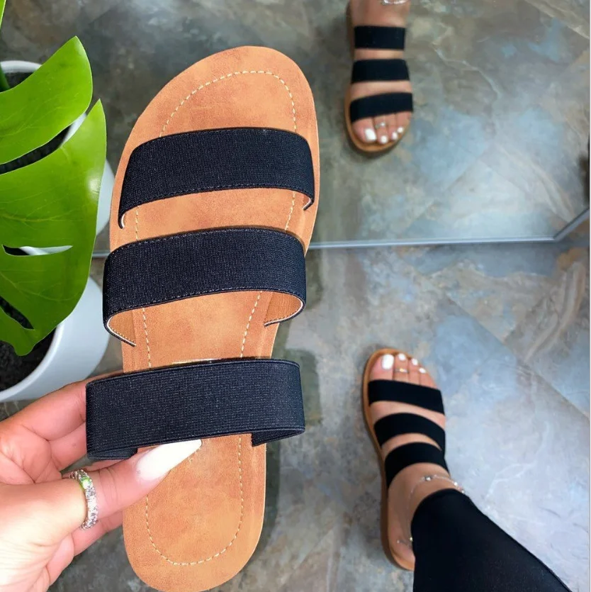 Модные дикие двойные тапочки Сезон весна-2020 года Новинка Женские летние сандалии