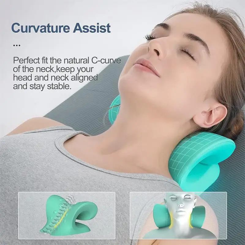 Neck Massage Pillow Cervical Traction Device Orthopedic for Pain Relief Spine Alignment Shiatsu Stretcher | Дом и сад