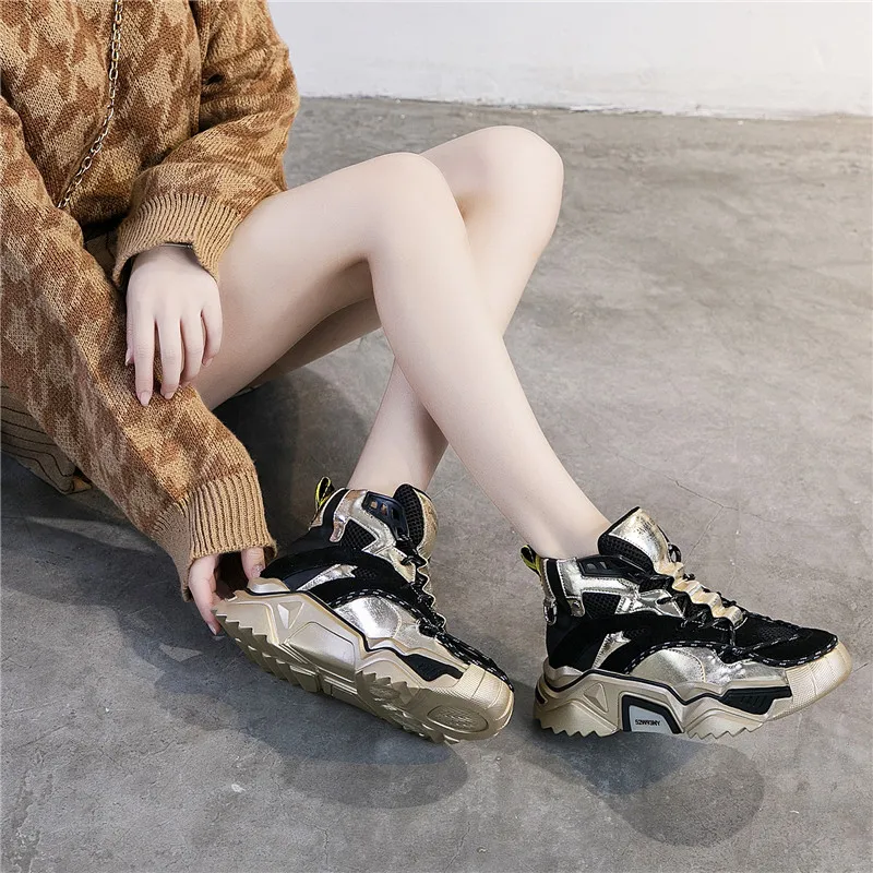 Женские кроссовки на платформе RASMEUP Модные дышащие из натуральной кожи массивной