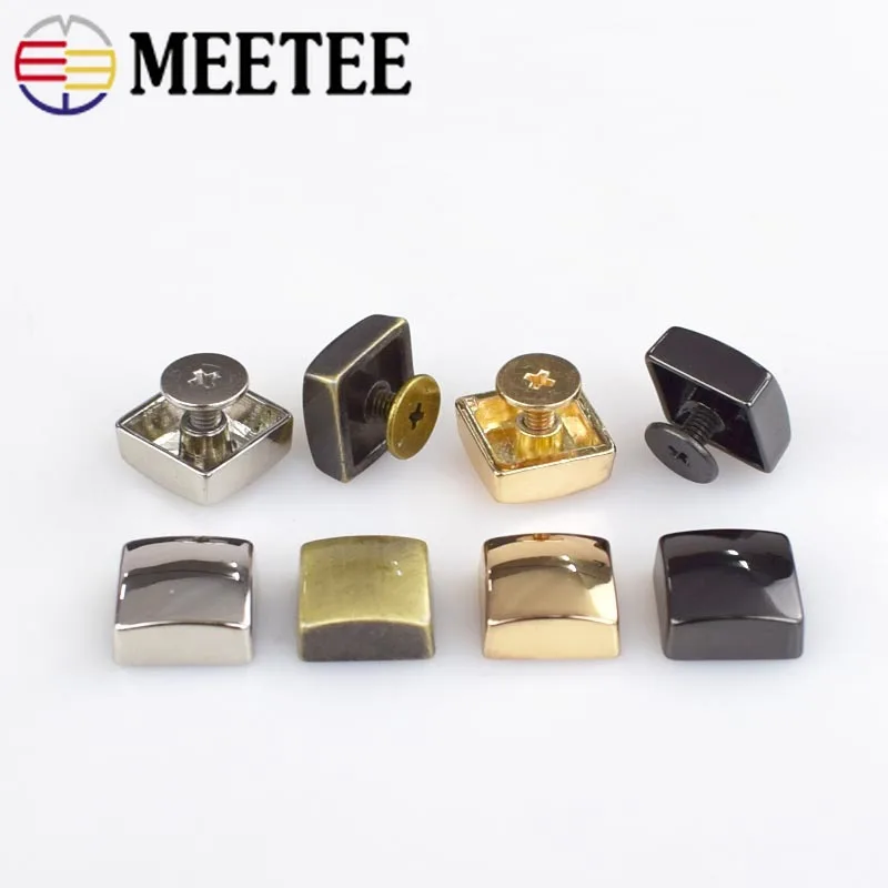 Meetee 10/30 шт. 12*12 мм металлическая сумка Пряжка квадратные заклепочные винты пряжки