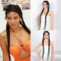 kalyss 35 braided wigs 100 hand braided 360 swiss lace front double dutch braided wigs with baby hair for women box braid wig