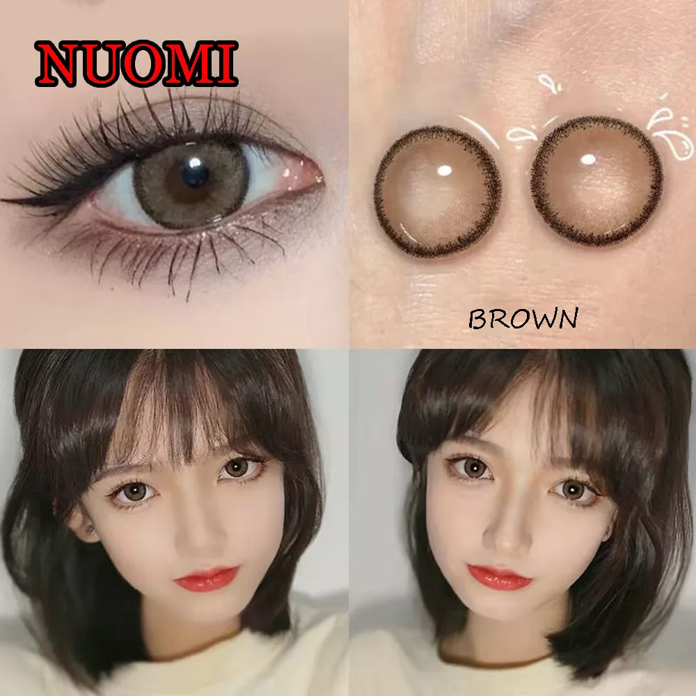 

Hotsale 14.20 Brown Color Contact Lens Yearly Use Cosmetic Eyewear Glasses for Eye Women Men Makeup Tool 0.00/plano Nuomi Gray