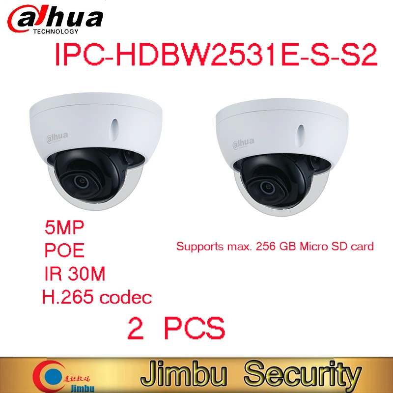 

Dahua ip camera 5MP Lite IR Fixed-focal Dome Network Camera 2PCS*HDBW2531E-S-S2 PoE IP Camera cctv home security protection
