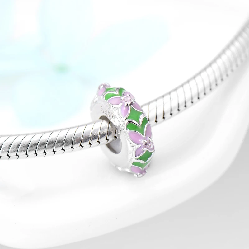 925 пробы серебряные подвески эмаль цветок лист объемная прокладка пробки бусины