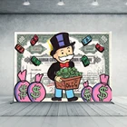 Граффити уличное искусство Монополия миллионер Холст Картина настенное искусство 100 доллар деньги плакат и печать для гостиной домашний декор