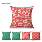 Рождественское украшение, чехол для диванной подушки, чехол с рисунком Красной снежинки, рождественской елки, нордический геометрический Рождественский льняной наволочка для подушки