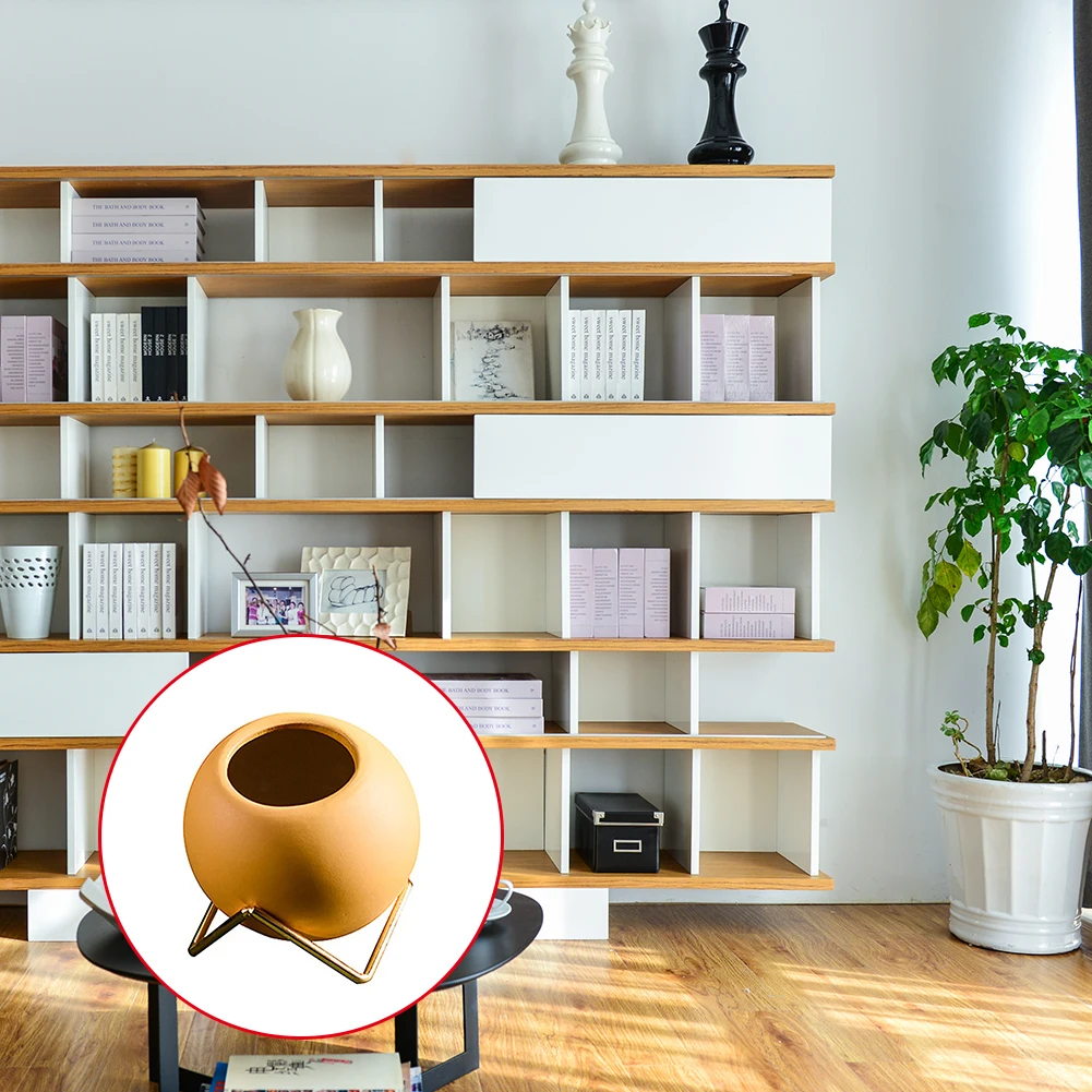 

Free Standing Bonsai Holder Home Balcony Nordic Iron Ceramic Flower Pot Spherical Bracket Planters Modern Small Flower Pot Stand