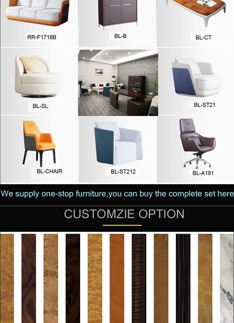 Italy Style Modern Luxury Home Study Living Room Office furniture Three seaters Office Sofa Couch