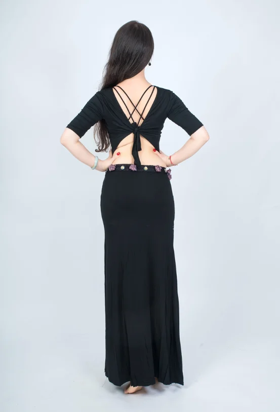 

New Style Women Fashion Belly Dance Costume Oriental Belly Dancing Mid-length Sleeve Long Skirt Stage Performance 2pcs set