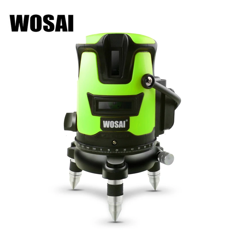 WOSAI, 5 линий, 6 точек, синий лазерный уровень, автоматический, наливной, 360, вертикальный и горизонтальный наклон и наружный режим, можно использовать с приемником