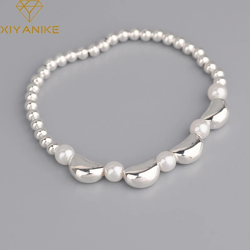 

GOLDRIA 925 Sterling Silver Round Bead Pearl Splicing Bracelet Temperment Elegant Wedding Gift For Lovers Prevent Allergy