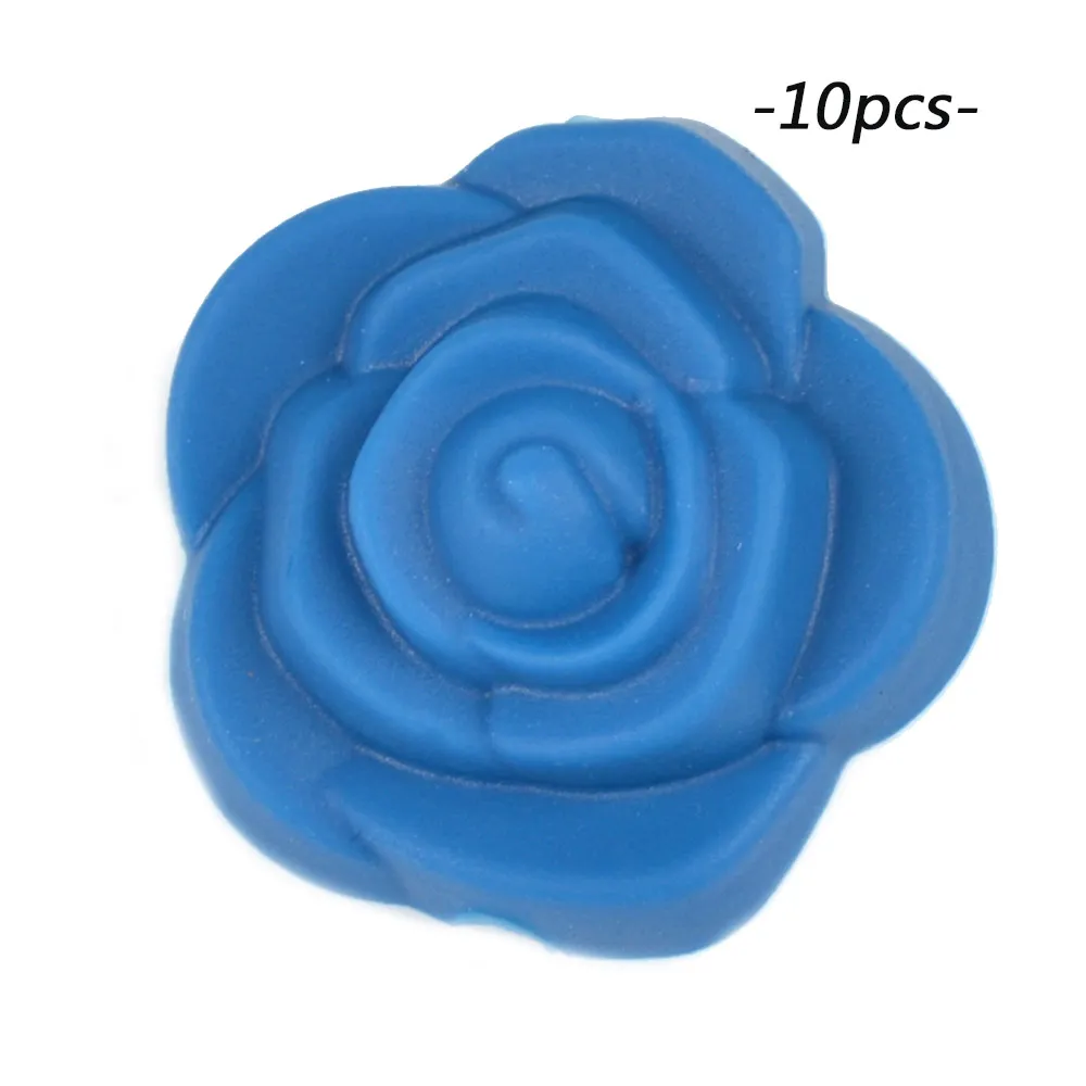 vivid blue LOFCA 10 шт Силиконовые Бусины розы пищевой силиконовый продукт для детей для изготовления ювелирных изделий Детская Соска-подвеска BPA бесплатные игрушки - Цвет: vivid blue