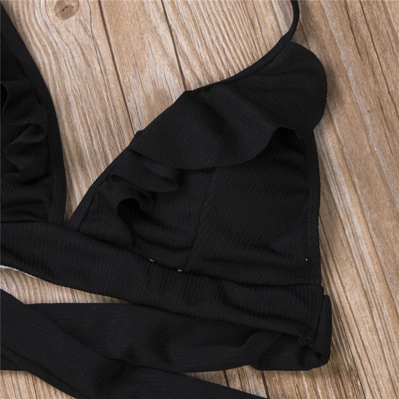 2020 пикантные однотонные Цвет бикини со сборками Для женщин пуш ап Мягкий Твердый