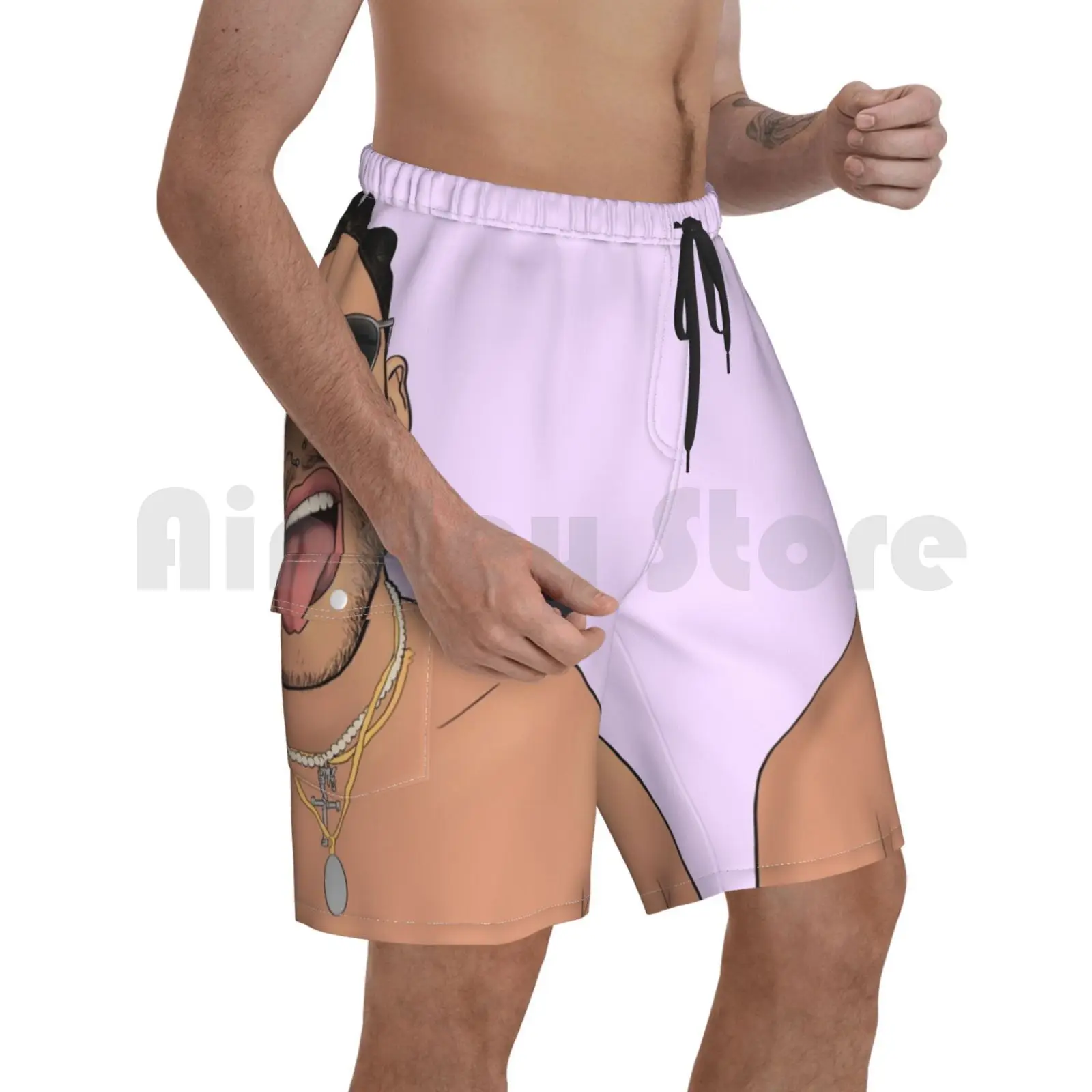 

Пляжные шорты, лаванда, плохой кролик, музыка, Perreo Sola Safaera