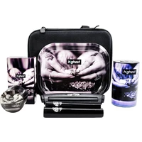 tobacco kit metal rolling tray plastic airtight herb container zinc alloy smoking grinder machine set