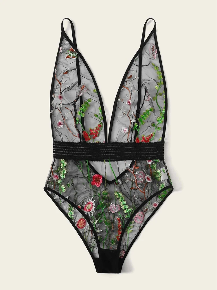 

Sexy One-piece Pajamas Suit Sexy Lace Suspender New Embroidered One-piece Underwear Lace Sleepwear Nightwear