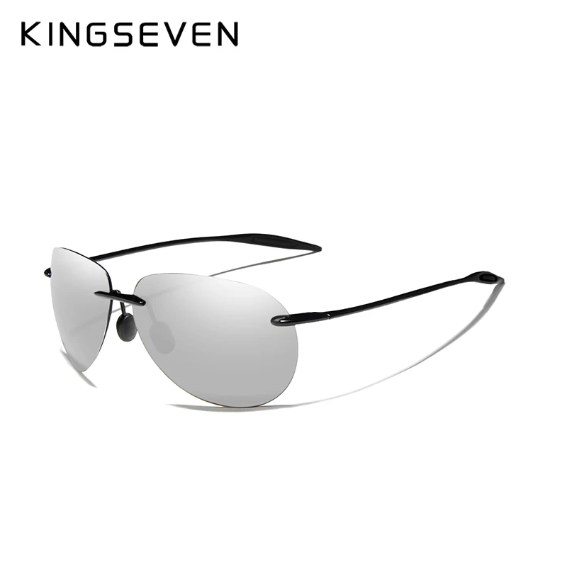 Silver Mirror KINGSEVEN, ультралегкие солнцезащитные очки без оправы TR90, мужские солнцезащитные очки высокого качества без оправы для женщин, Oculos Feminino - Цвет линз: Silver Mirror