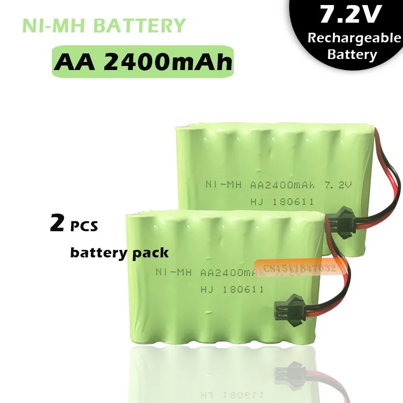 2 упаковки перезаряжаемые батарейки для игрушек 2400 мАч 7 в|nimh 7.2v|ni-mh 7.2vnimh battery |