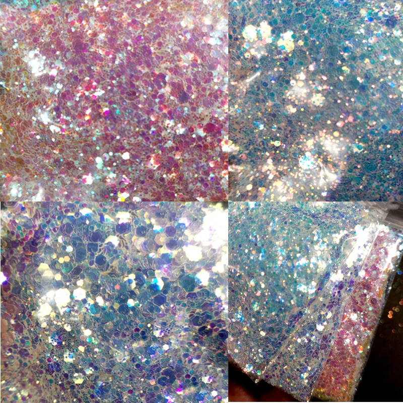 100 г Единорог блестки миларовые хлопья массивные блестящие микс растворитель