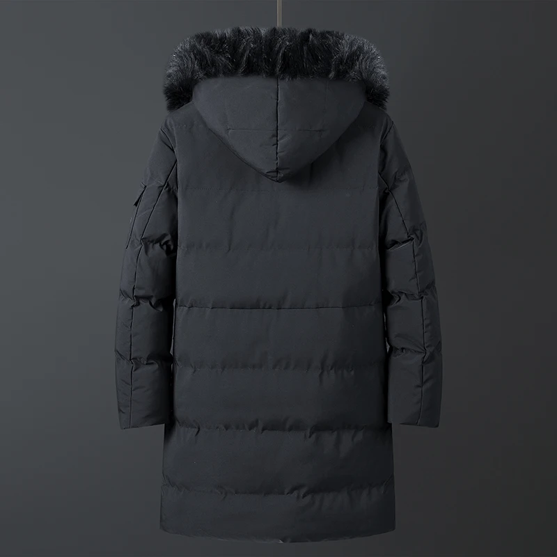 Thick Winter Mens Long Jacket Hooded Male Parkas Coat Casual Print Cotton Jackets Men Clothing Warm Zipper Jacket Man -15 Degree