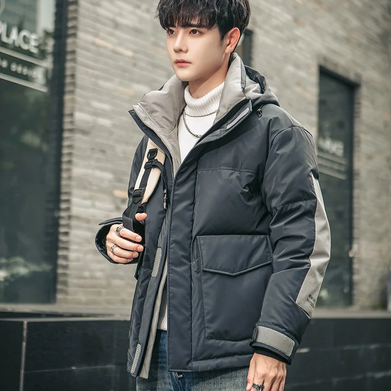 Winter Hooded White Duck Down Jacket Men's Fashion Casual Thick Warm Parkas Clothes Outdoor Streetwear Top Coats Oversized M-4XL