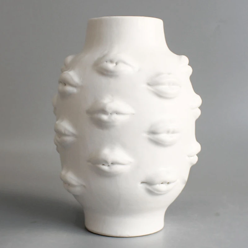 

Creative Personality Face Vase Modern Minimalist Lips Ceramic Flower Home Decoration Ornaments 4 Styles