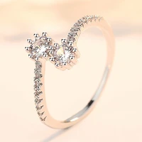 ladies charm fashion double crystal round zircon ring creative closed metal ring colorful decoration party wedding jewelry gift